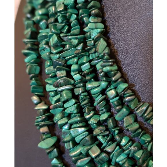 Jay King DTR Sterling Silver Malachite Chip Beaded 7-Stranded Drape Necklace - Picture 2 of 7